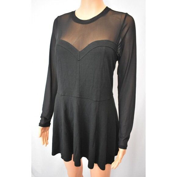 Torrid Black Skater Dress Size 0 (12) Sheer Mesh Sweetheart Illusion Whimsy Goth - Picture 9 of 11